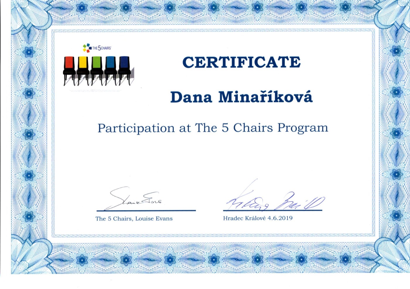 Certifikát 5 Chairs